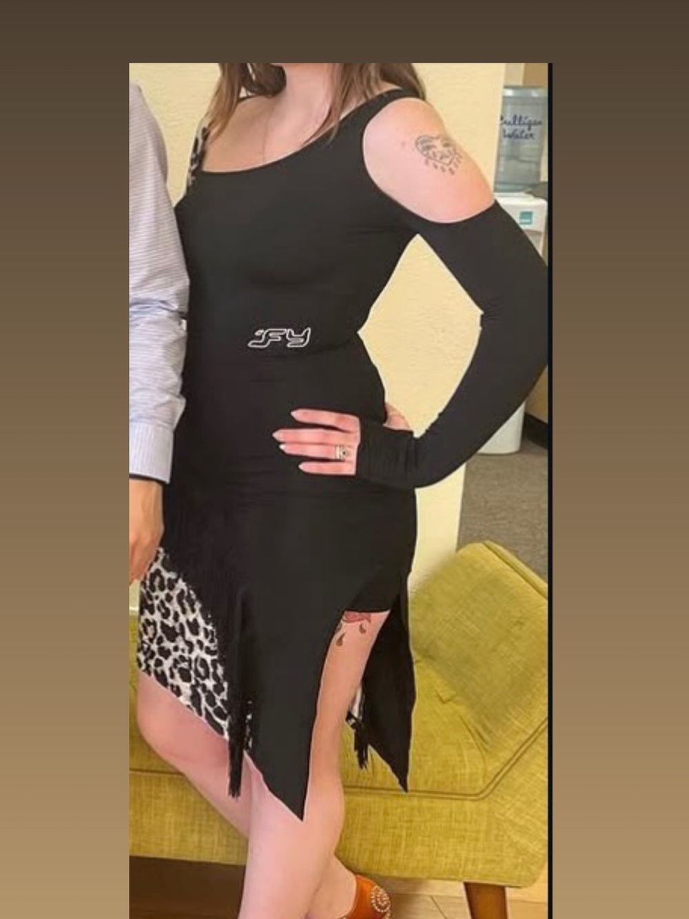 Black One-Shoulder Cutout Dress with Sleeve